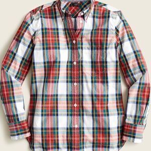 J.Crew Plaid Cotton Poplin Blouse